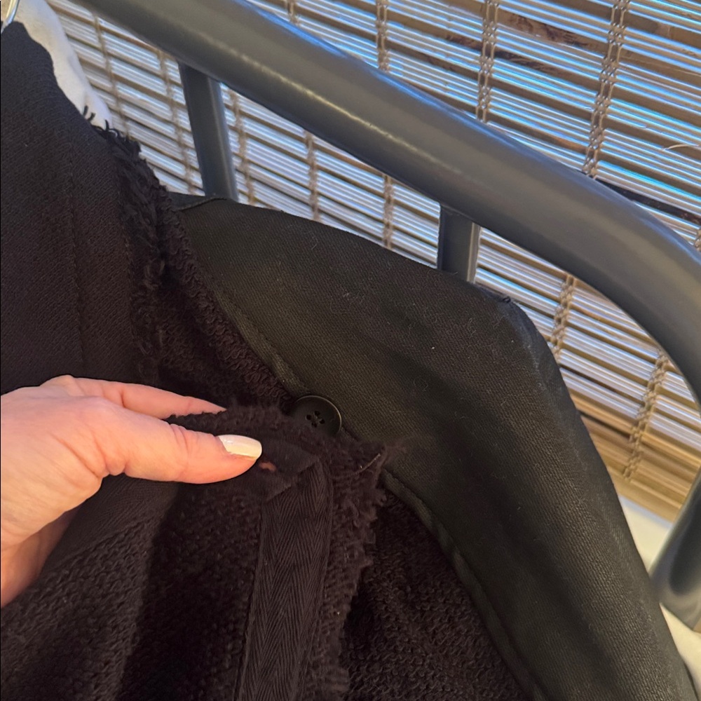 Free People Women's Black Jean Jacket with crochet material in center. - Picture 11 of 11